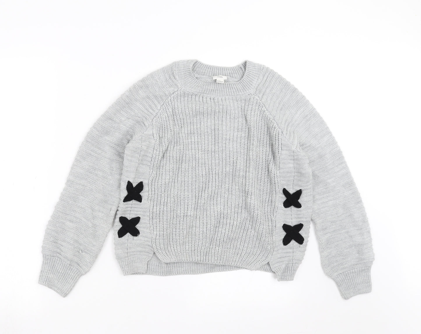 River Island Girls Grey  Knit Pullover Jumper Size 9-10 Years