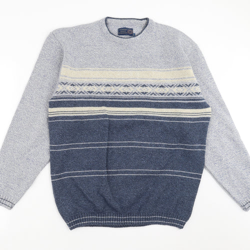 Debenhams Mens Blue Striped Knit Pullover Jumper Size L