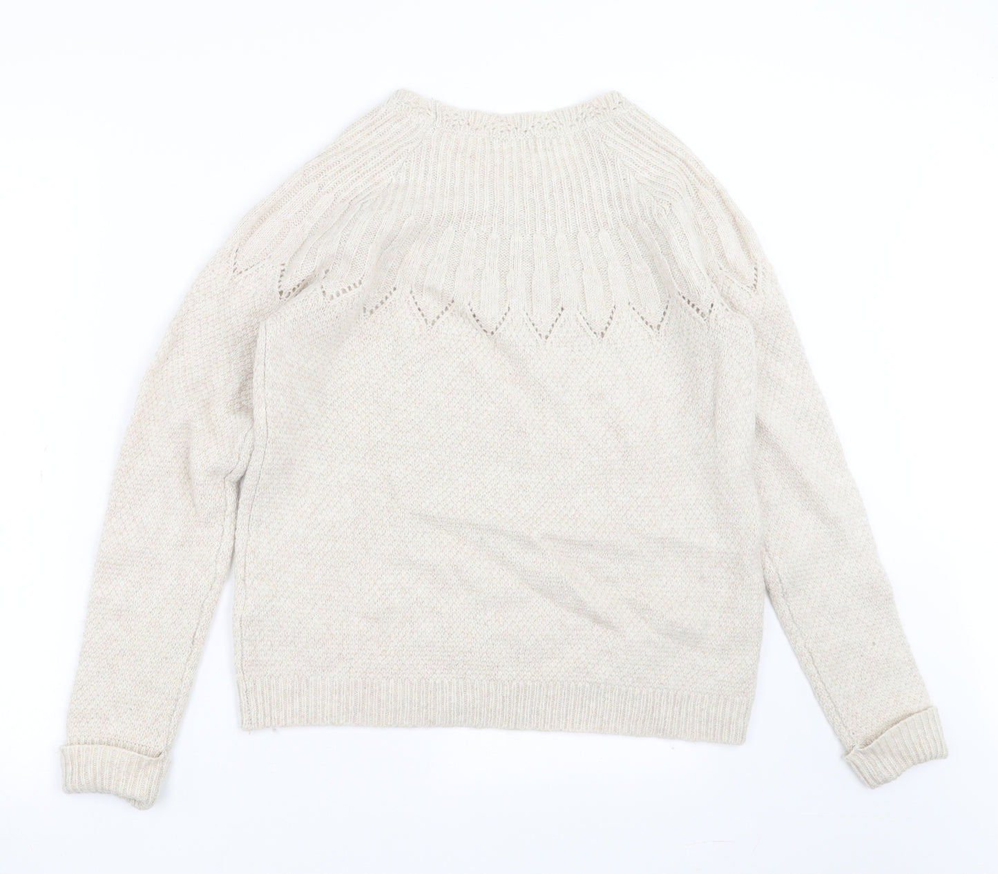 Marks and Spencer Womens Beige  Knit Pullover Jumper Size M  - beaded