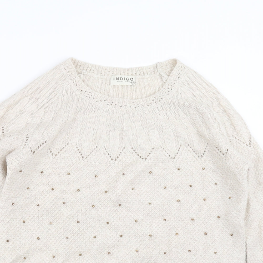 Marks and Spencer Womens Beige  Knit Pullover Jumper Size M  - beaded