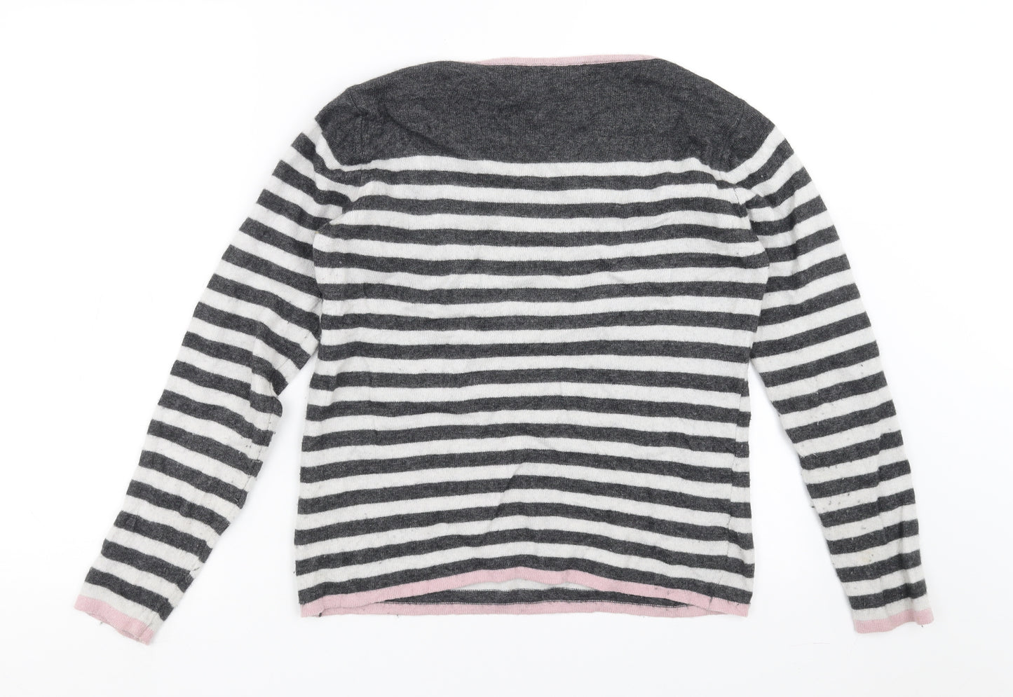 Benedetta B Womens Grey Striped Knit Pullover Jumper Size M