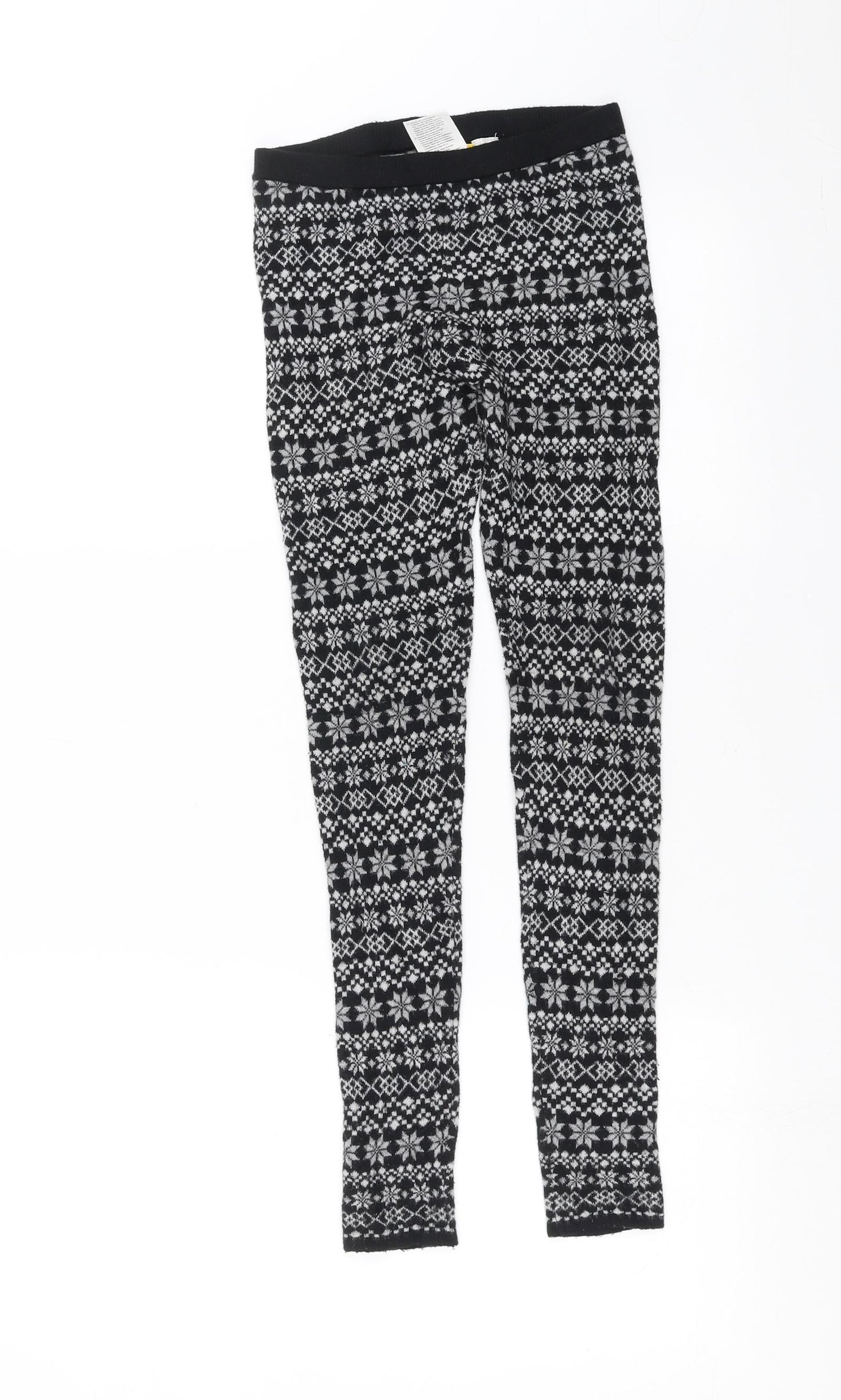 pepperts! Girls Black Fair Isle Knit Carrot Trousers Size 8-9 Years - christmas leggings