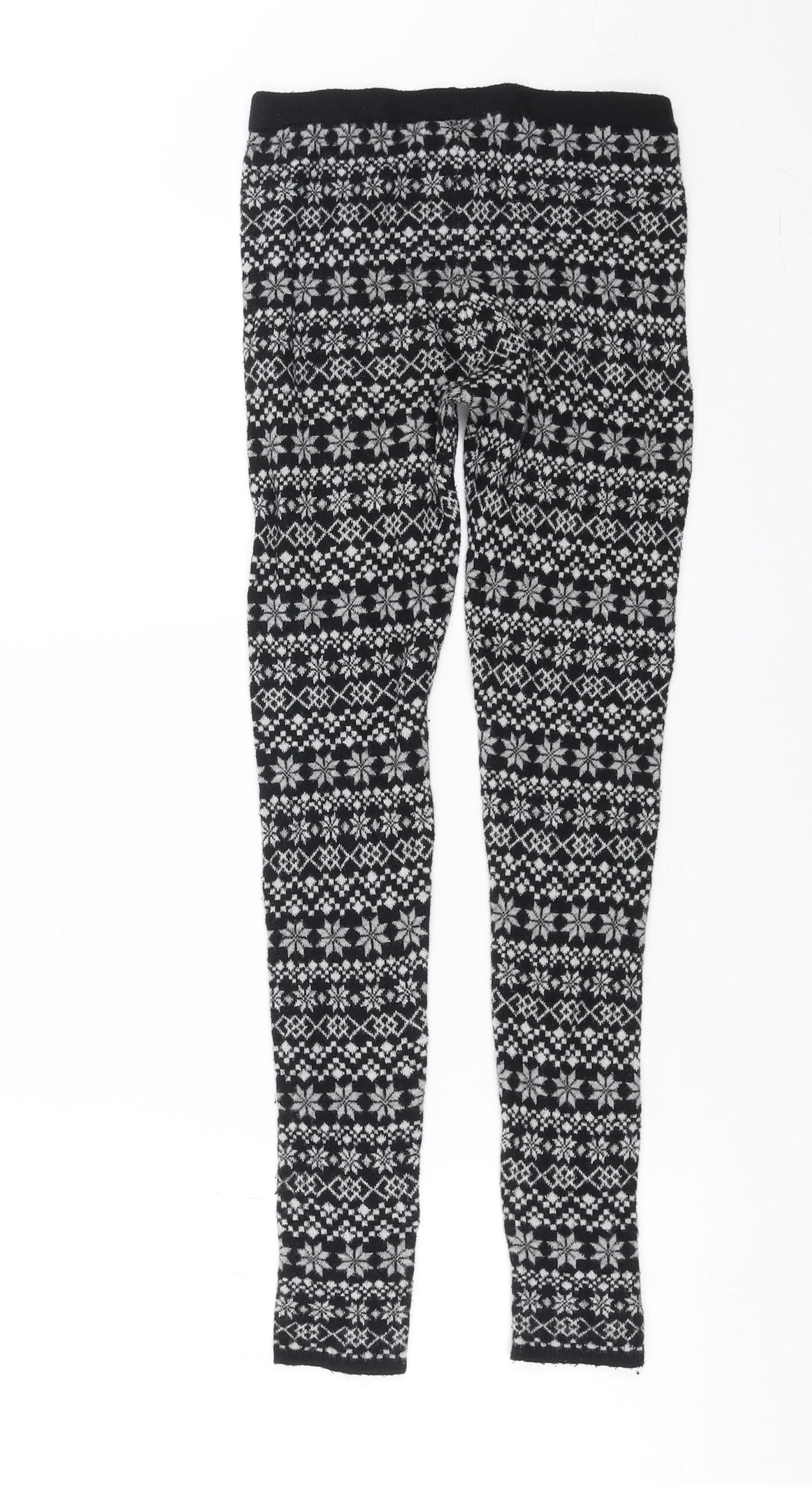 pepperts! Girls Black Fair Isle Knit Carrot Trousers Size 8-9 Years - christmas leggings