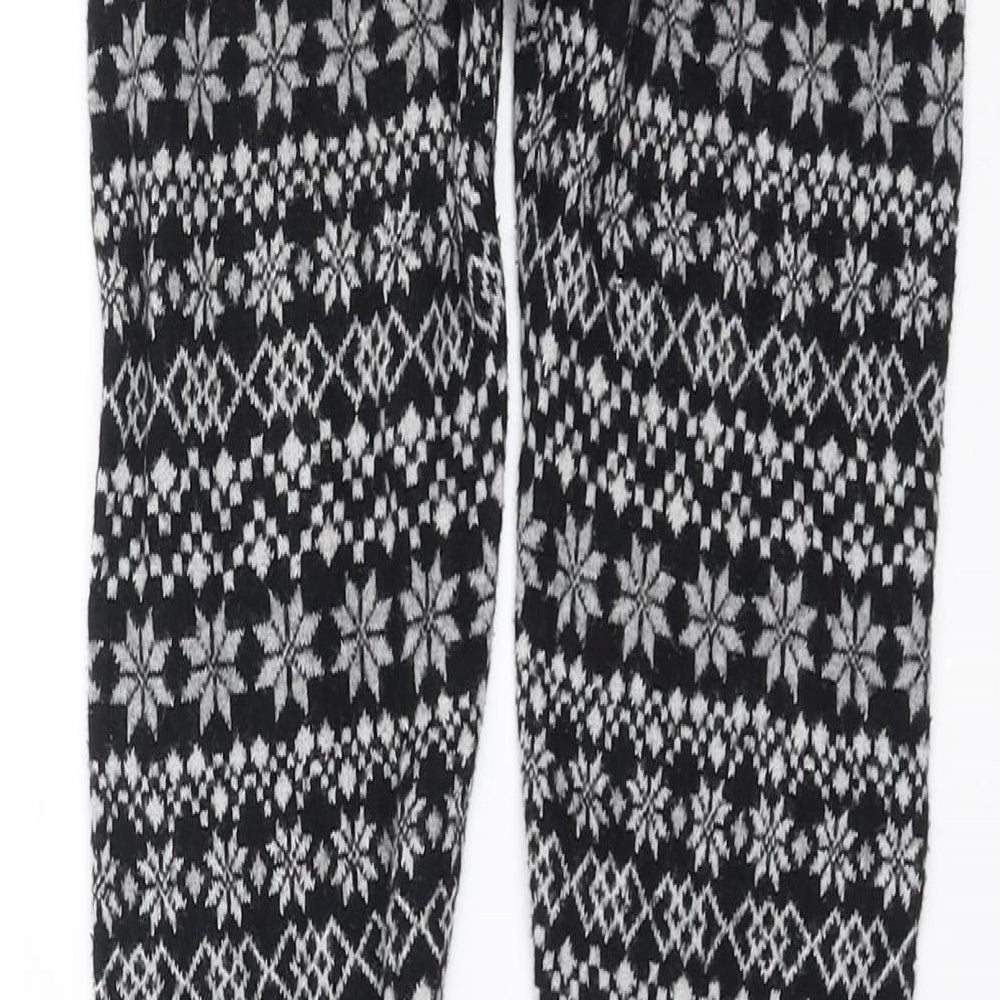 pepperts! Girls Black Fair Isle Knit Carrot Trousers Size 8-9 Years - christmas leggings