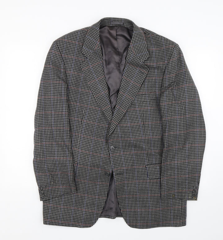 H.T Burt Mens Grey Houndstooth Jacket Suit Jacket Size L
