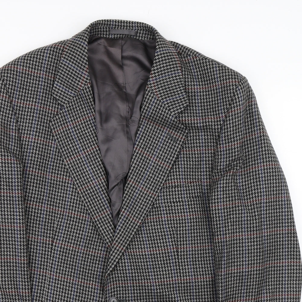 H.T Burt Mens Grey Houndstooth  Jacket Suit Jacket Size L