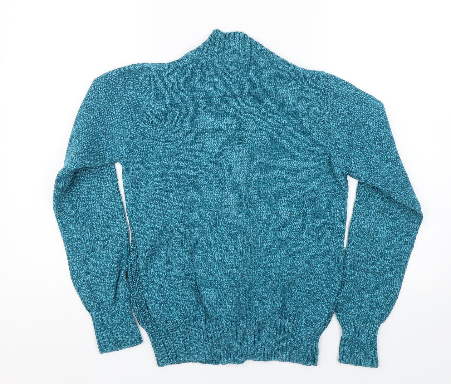 Isle Womens Blue Herringbone  Full Zip Jumper Size 10