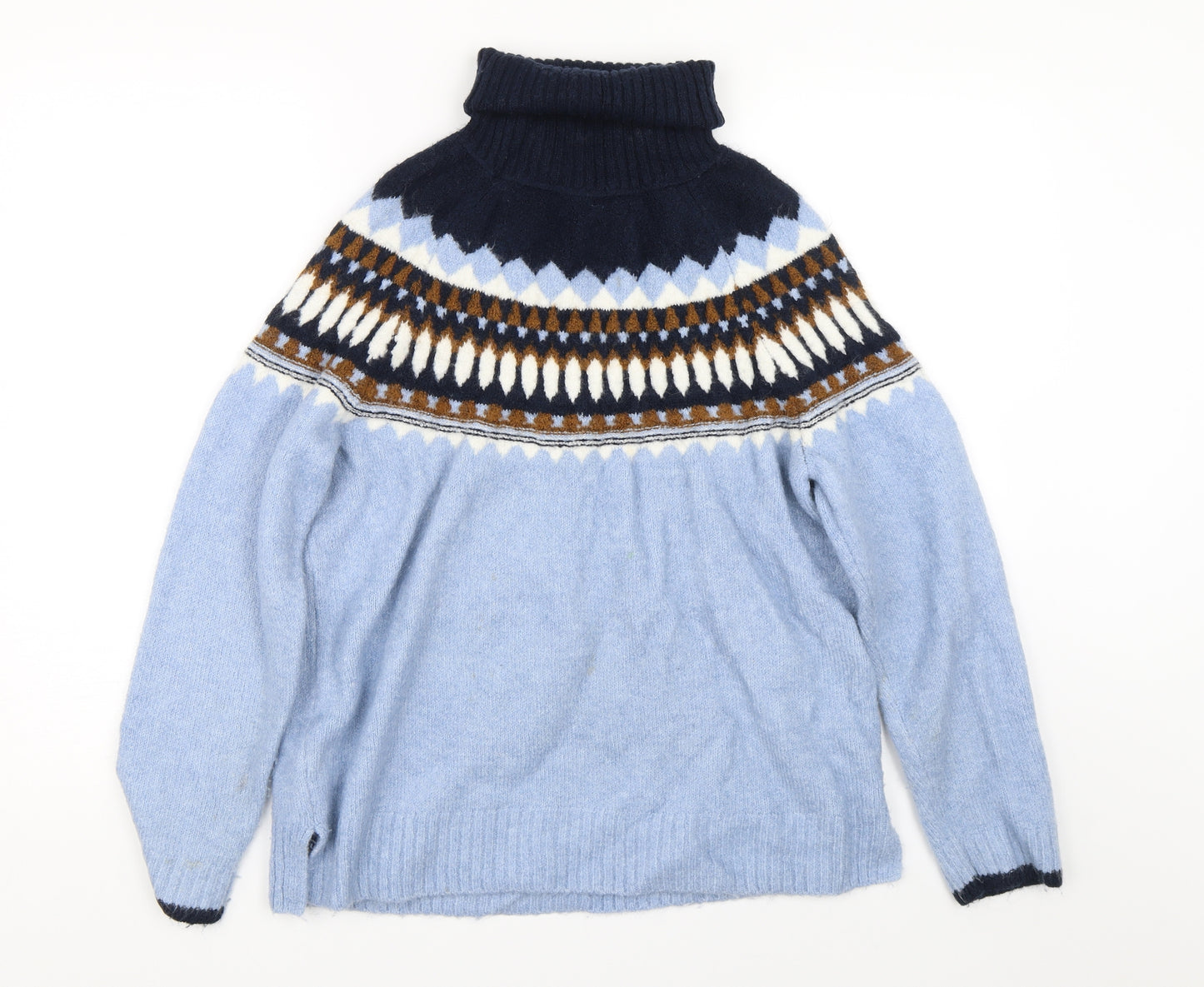 M&S Womens Blue Argyle/Diamond  Pullover Jumper Size M