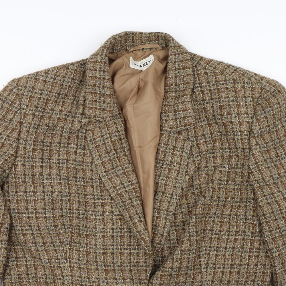 Planet Womens Brown Check Tweed Jacket Suit Jacket Size 12