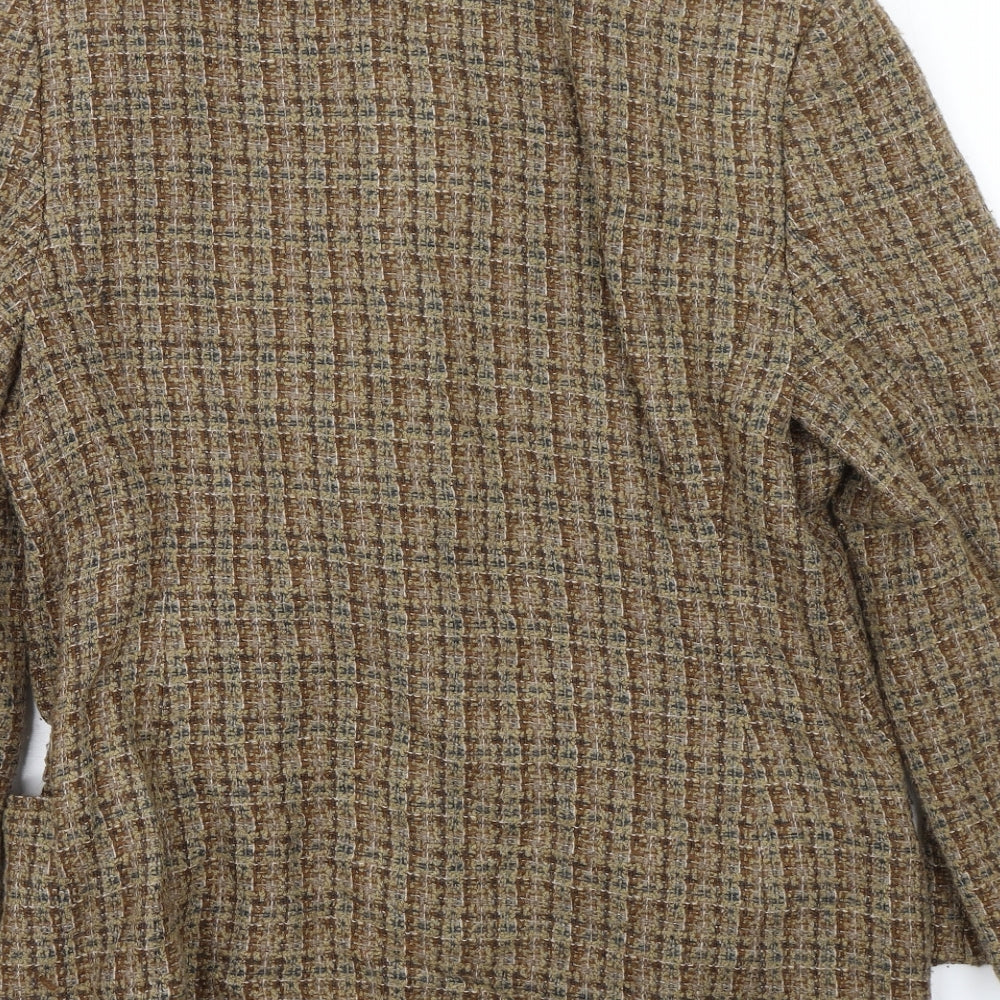 Planet Womens Brown Check Tweed Jacket Suit Jacket Size 12