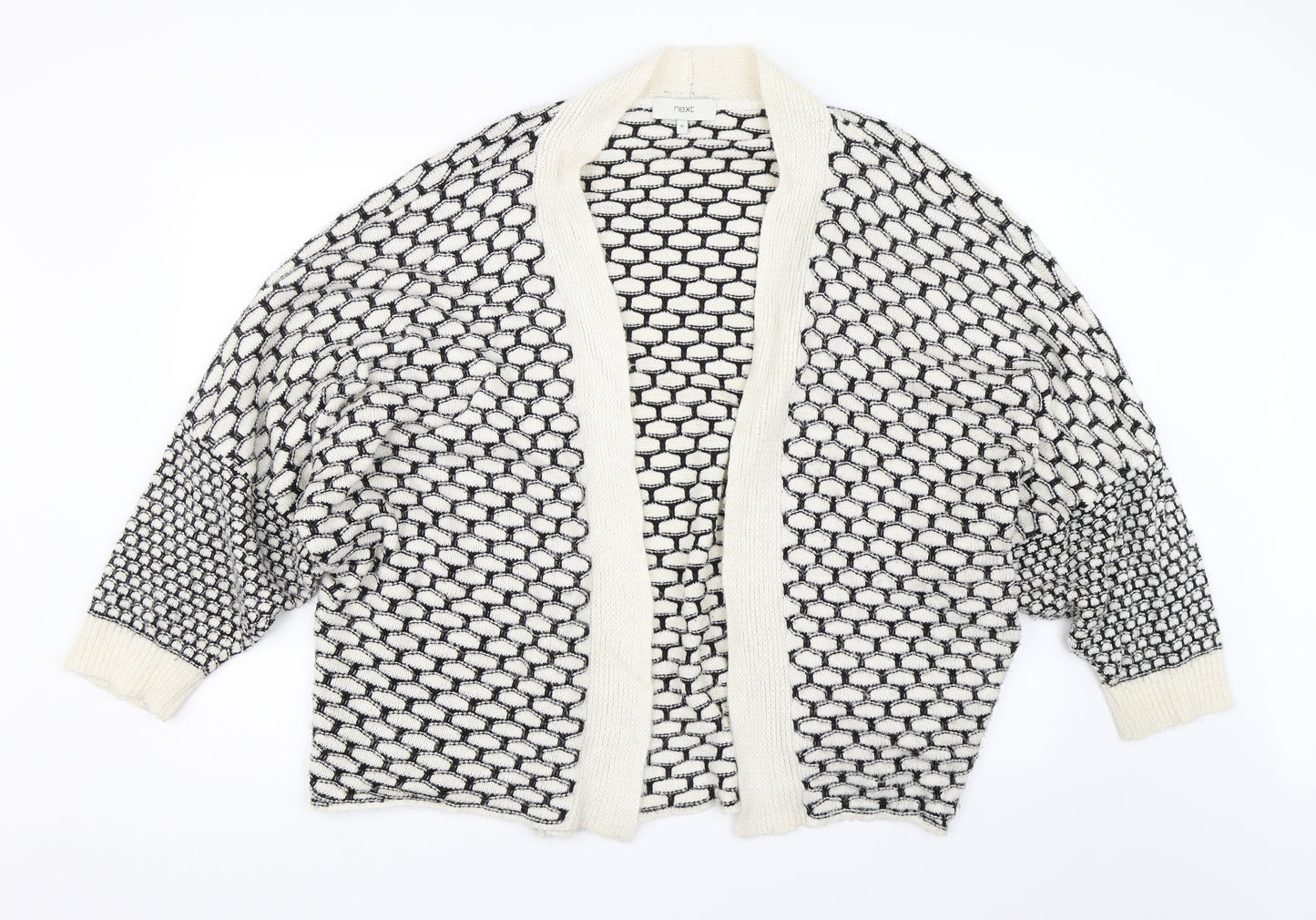 NEXT Womens White Geometric  Cardigan Jumper Size XL