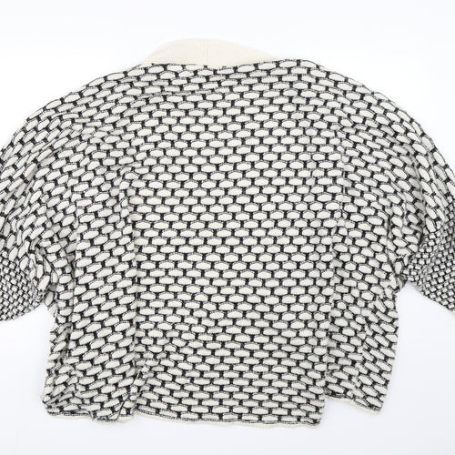 NEXT Womens White Geometric  Cardigan Jumper Size XL
