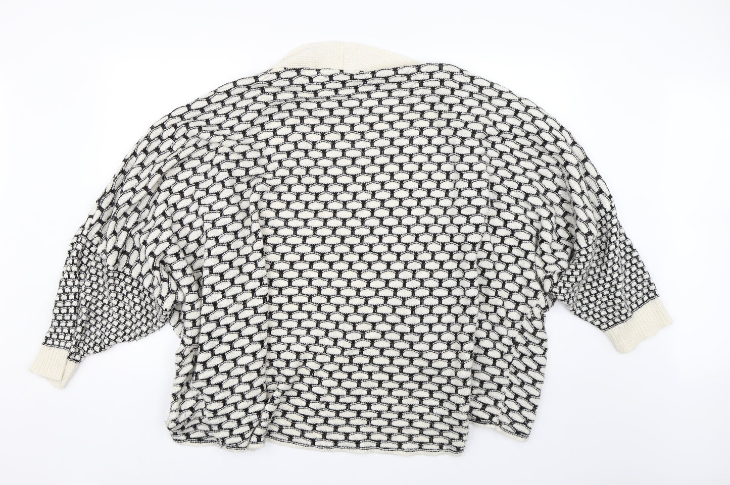 NEXT Womens White Geometric  Cardigan Jumper Size XL