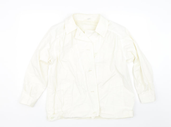 Four Seasons of London Womens White   Basic Button-Up Size 14  - Chef unifrom
