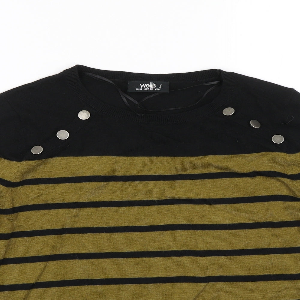 Wallis Womens Green Striped  Pullover Jumper Size 10