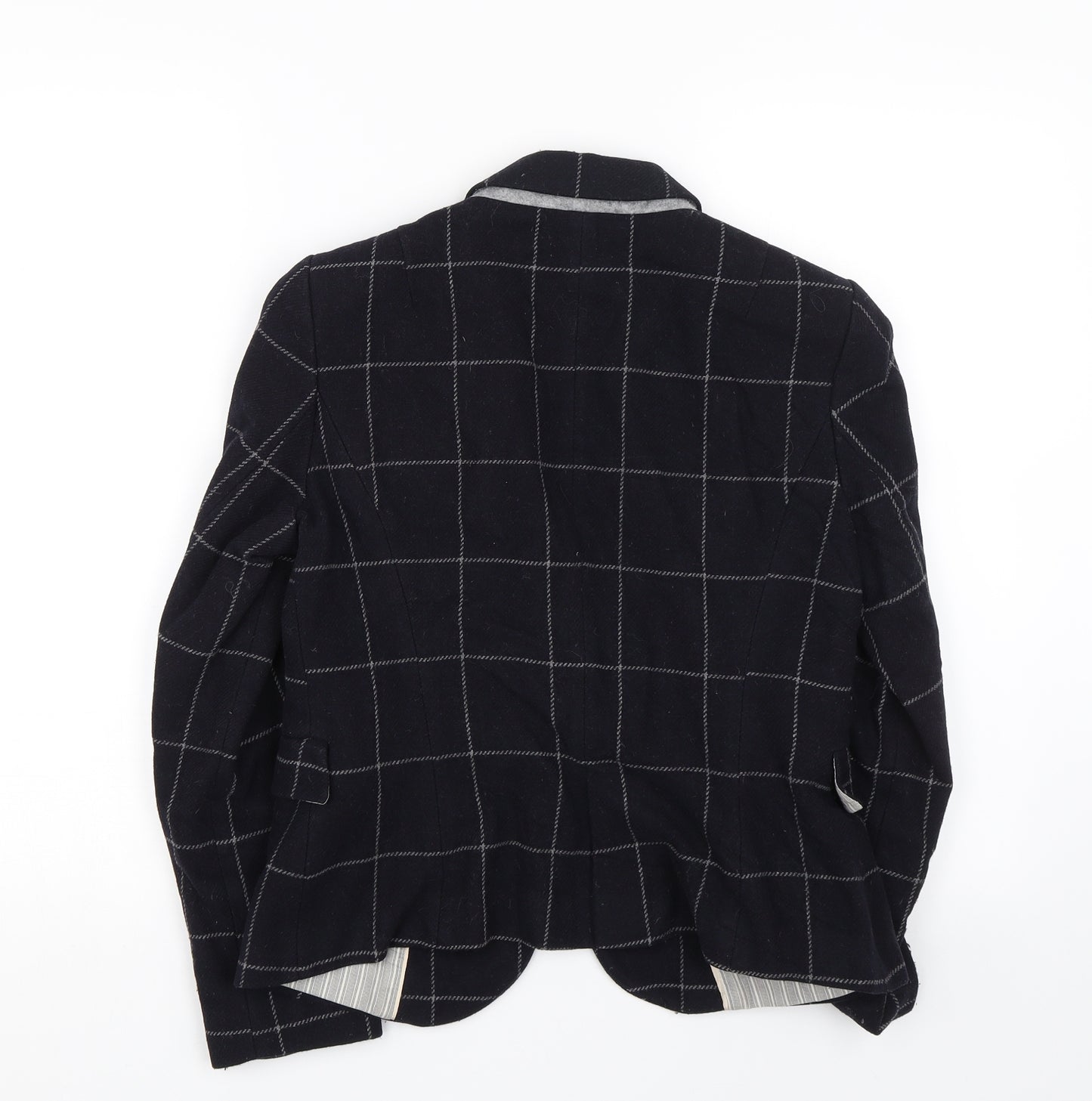 Zara Womens Black Check Tweed Jacket Suit Jacket Size 12