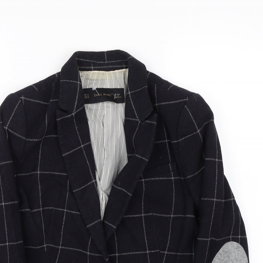 Zara Womens Black Check Tweed Jacket Suit Jacket Size 12