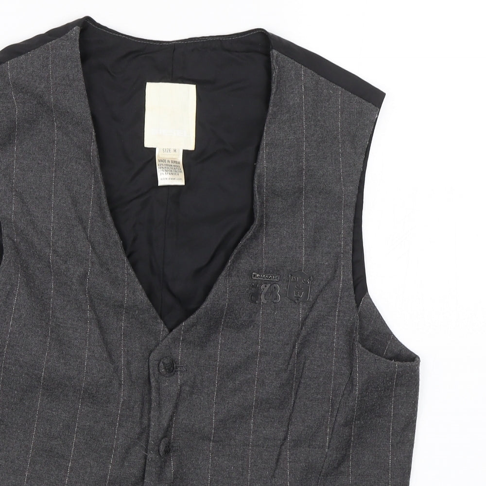Diesel Mens Grey Striped  Jacket Suit Waistcoat Size M