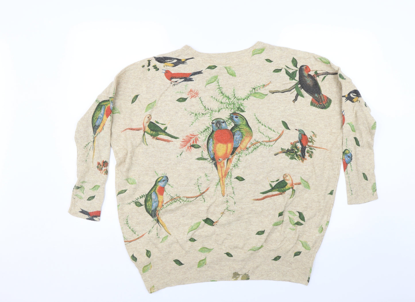 Apricot Womens Beige Animal Print  Pullover Jumper Size M  - Birds