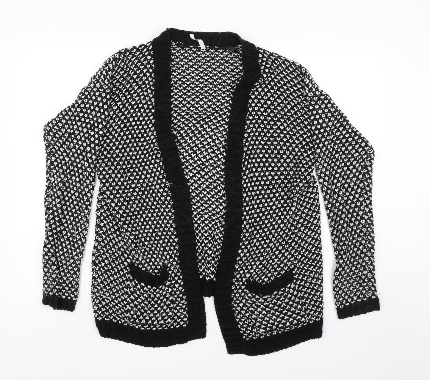 Anthology Womens Black Herringbone Knit Cardigan Jumper Size 12
