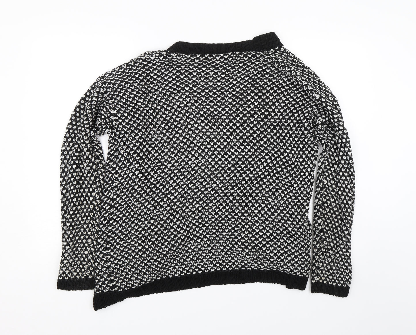 Anthology Womens Black Herringbone Knit Cardigan Jumper Size 12
