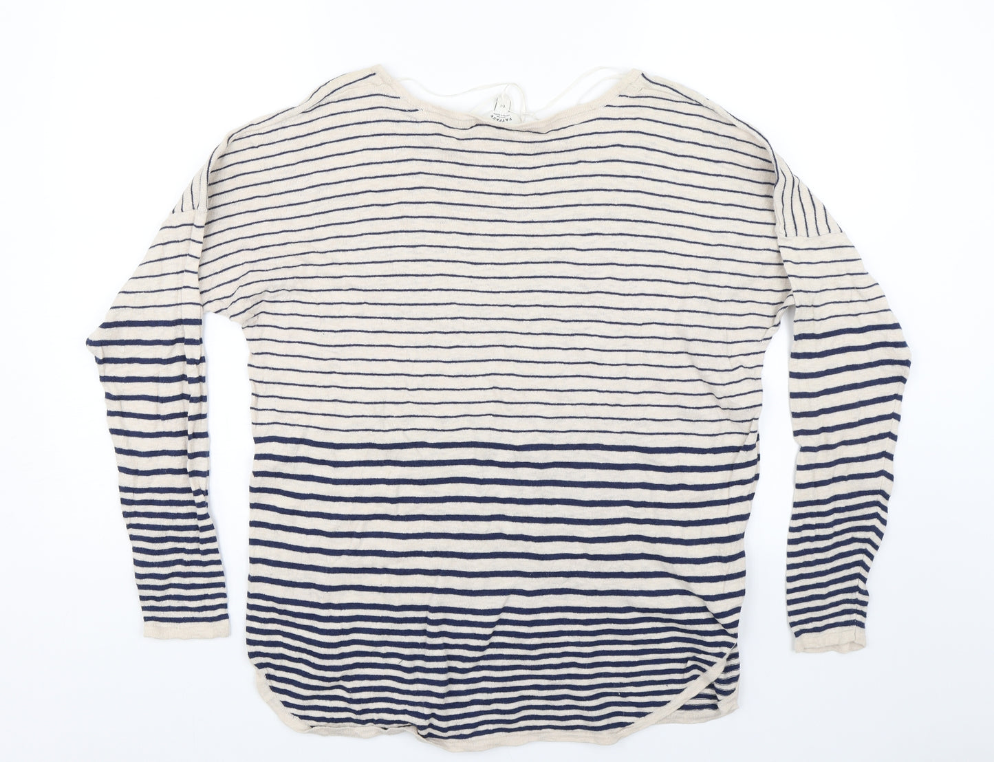 Fatface Womens Beige Striped  Pullover Jumper Size 14