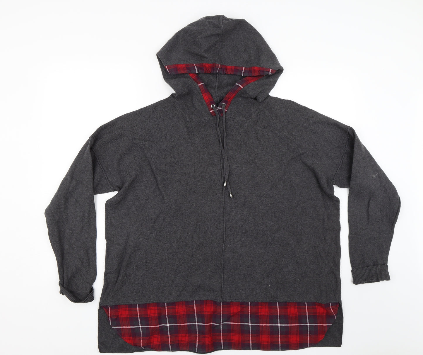 NEXT Womens Grey Check  Pullover Hoodie Size 18