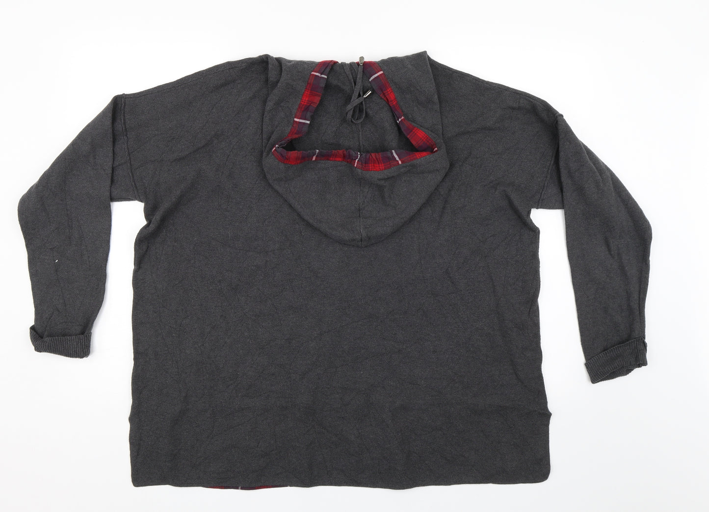 NEXT Womens Grey Check  Pullover Hoodie Size 18