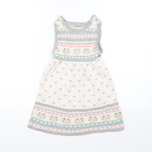 TU Girls Multicoloured Argyle/Diamond Knit Tank Dress  Size 4-5 Years  - Easter