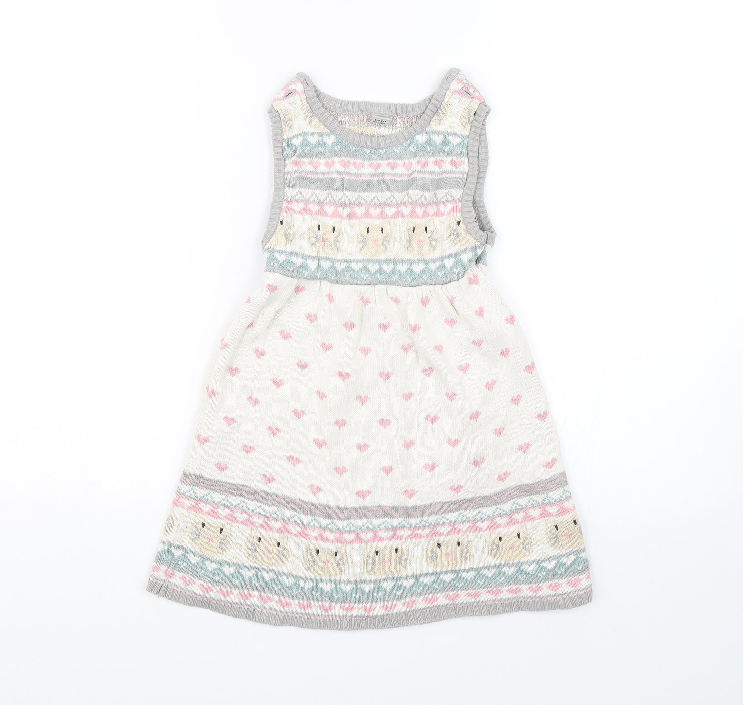 TU Girls Multicoloured Argyle/Diamond Knit Tank Dress  Size 4-5 Years  - Easter