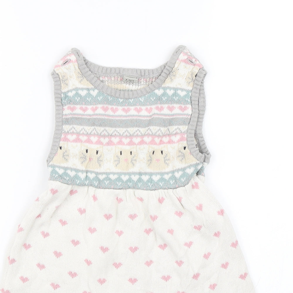 TU Girls Multicoloured Argyle/Diamond Knit Tank Dress  Size 4-5 Years  - Easter