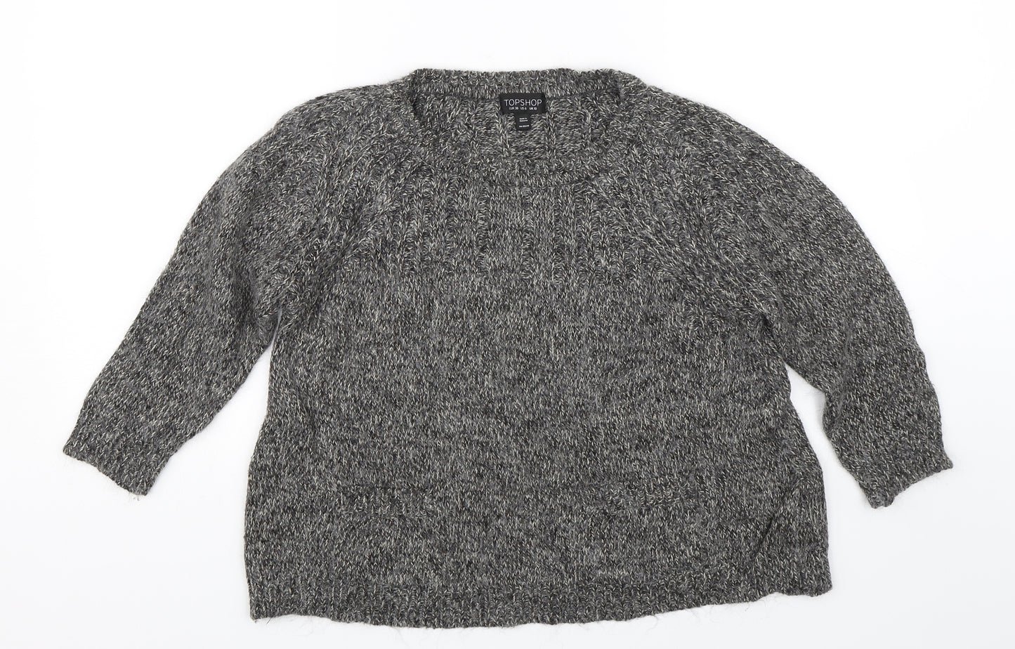 Topshop Womens Grey  Knit Pullover Jumper Size 10