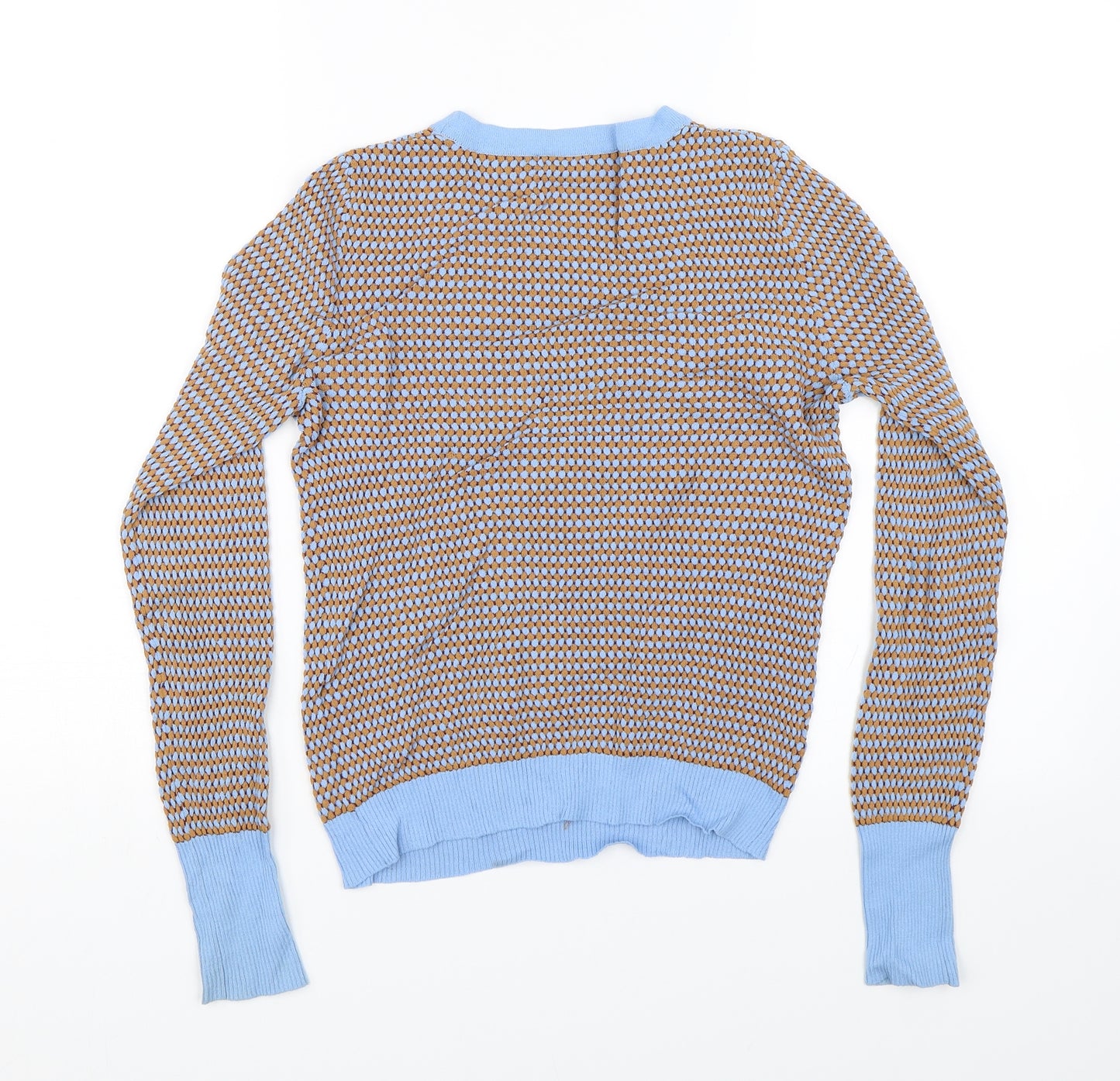 Zara Womens Blue Geometric Knit Pullover Jumper Size L