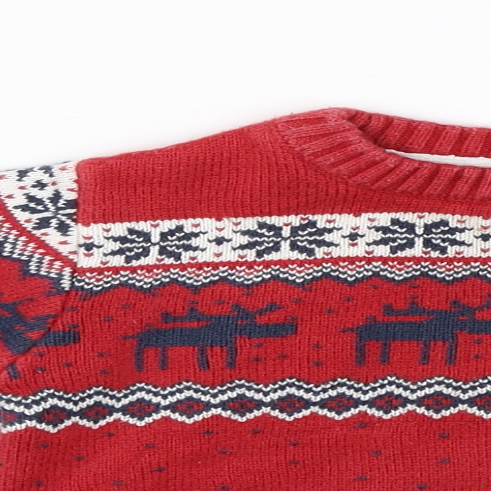 NEXT Boys Red Argyle/Diamond Knit Pullover Jumper Size 12-18 Months  - Christmas Jumper