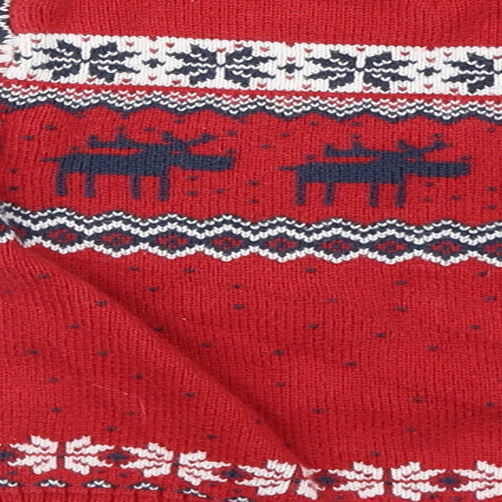 NEXT Boys Red Argyle/Diamond Knit Pullover Jumper Size 12-18 Months  - Christmas Jumper