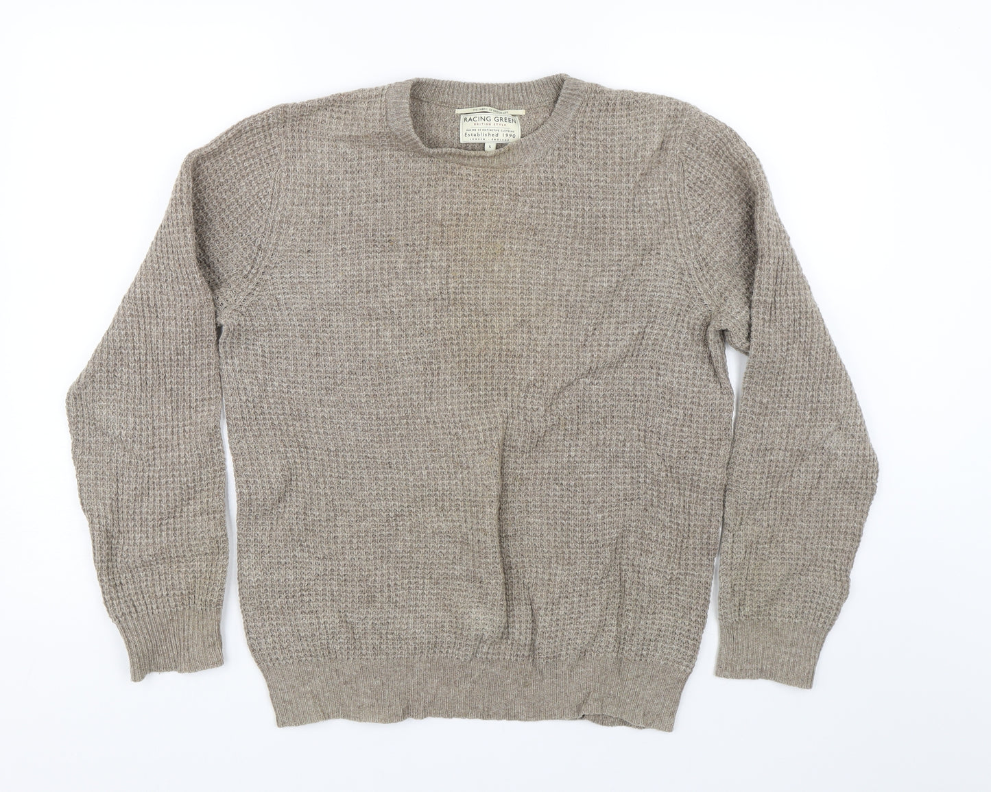 Racing Green Mens Brown  Knit Pullover Jumper Size S