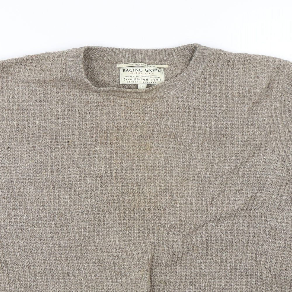 Racing Green Mens Brown  Knit Pullover Jumper Size S