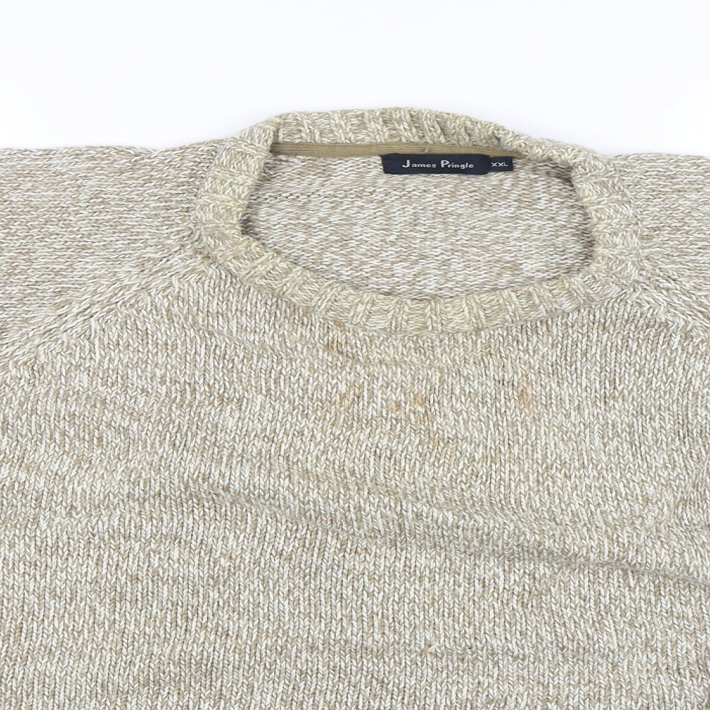 James Pringle Mens Beige  Knit Pullover Jumper Size 2XL