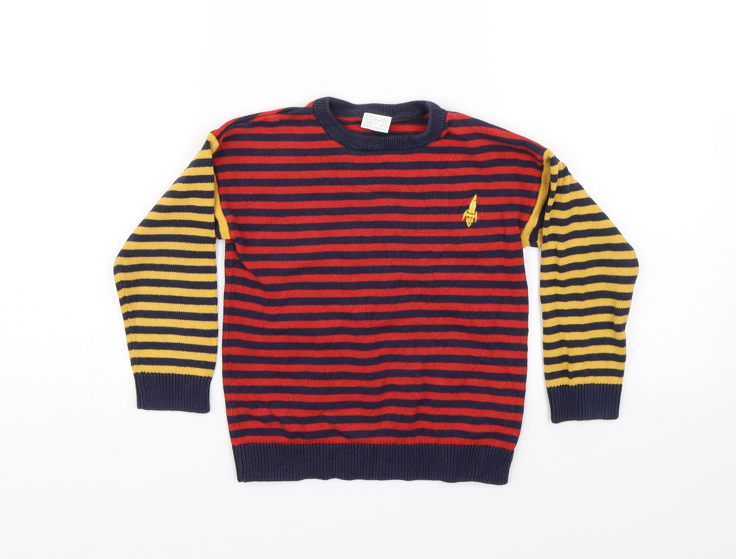 F&F Boys Red Striped Knit Pullover Sweatshirt Size 4-5 Years