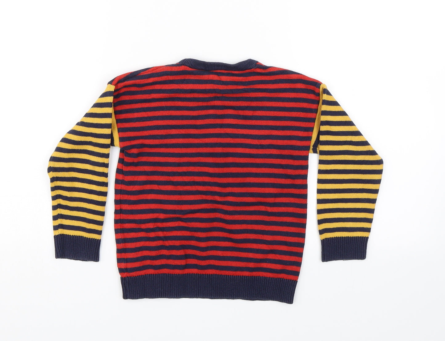 F&F Boys Red Striped Knit Pullover Sweatshirt Size 4-5 Years