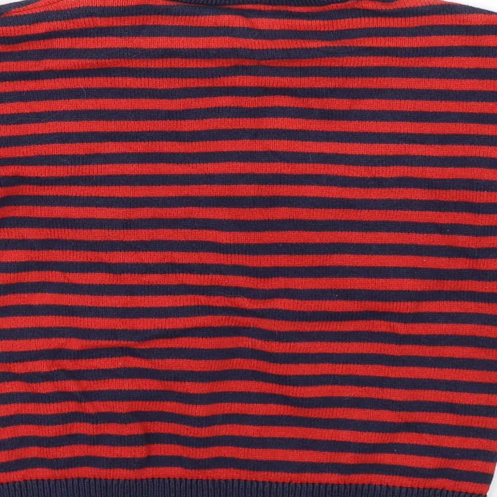 F&F Boys Red Striped Knit Pullover Sweatshirt Size 4-5 Years