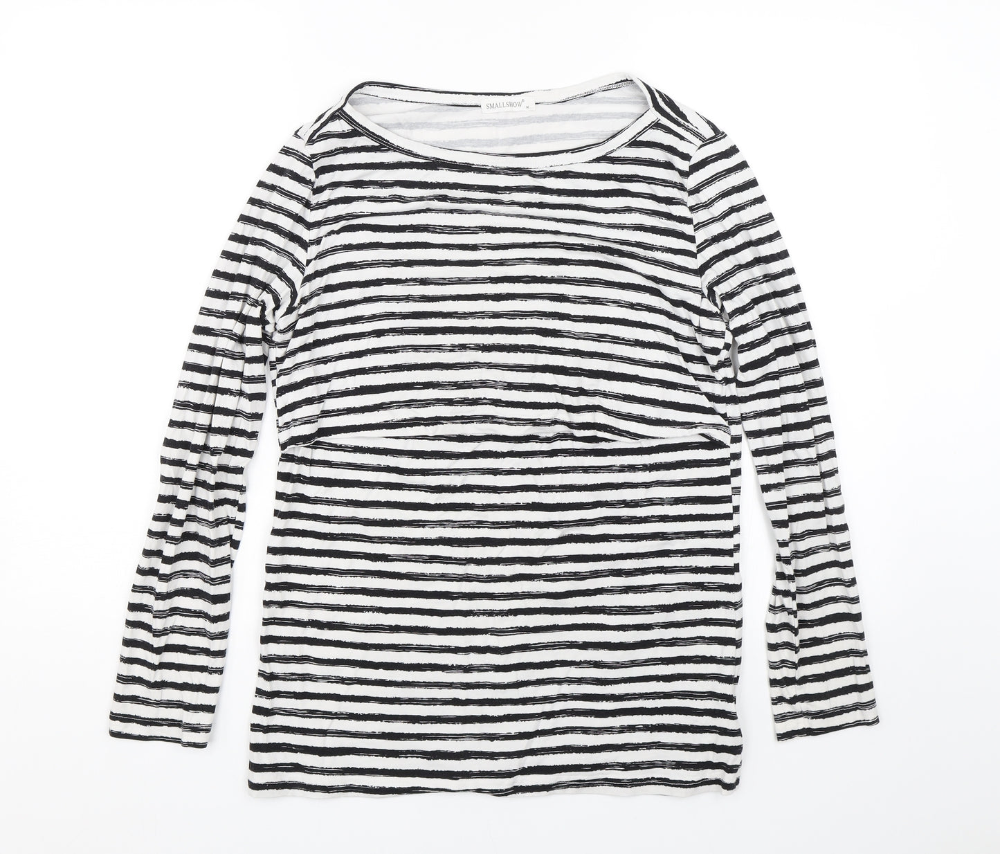 Smallshow Womens Black Striped  Basic T-Shirt Size M