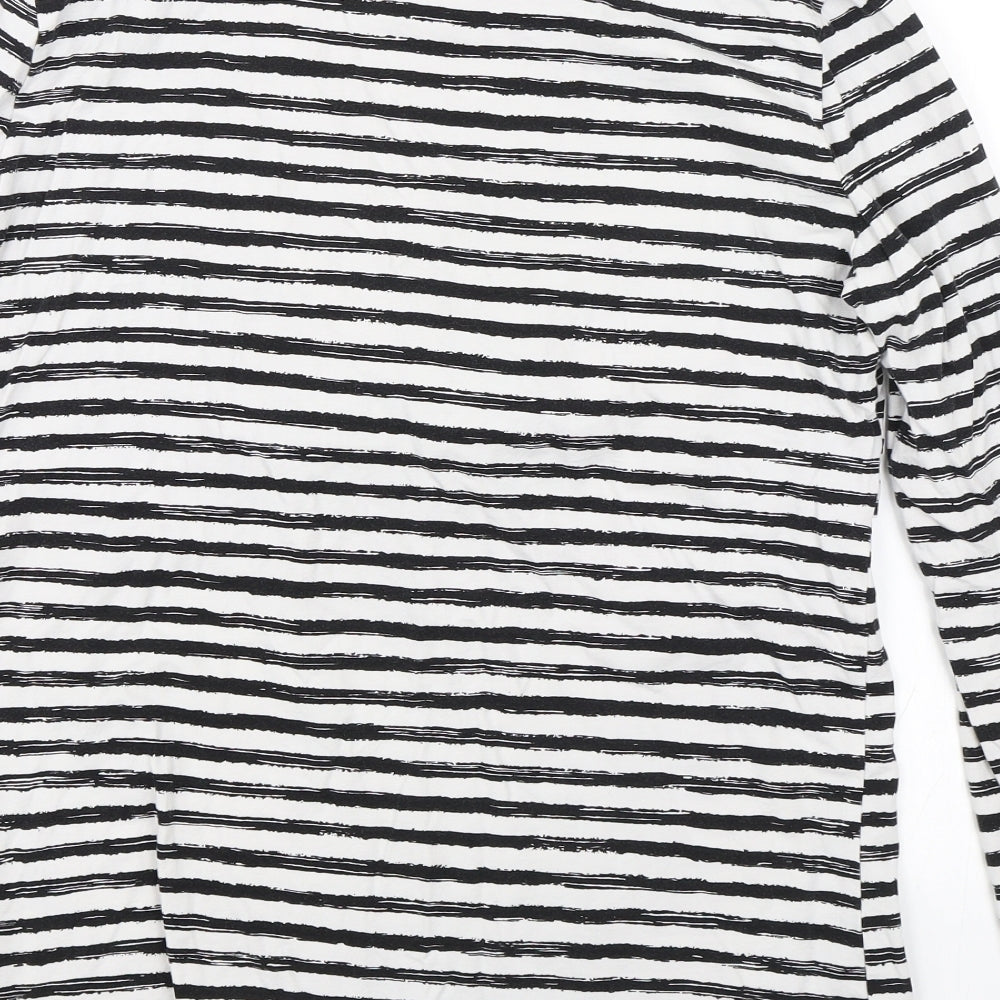Smallshow Womens Black Striped  Basic T-Shirt Size M