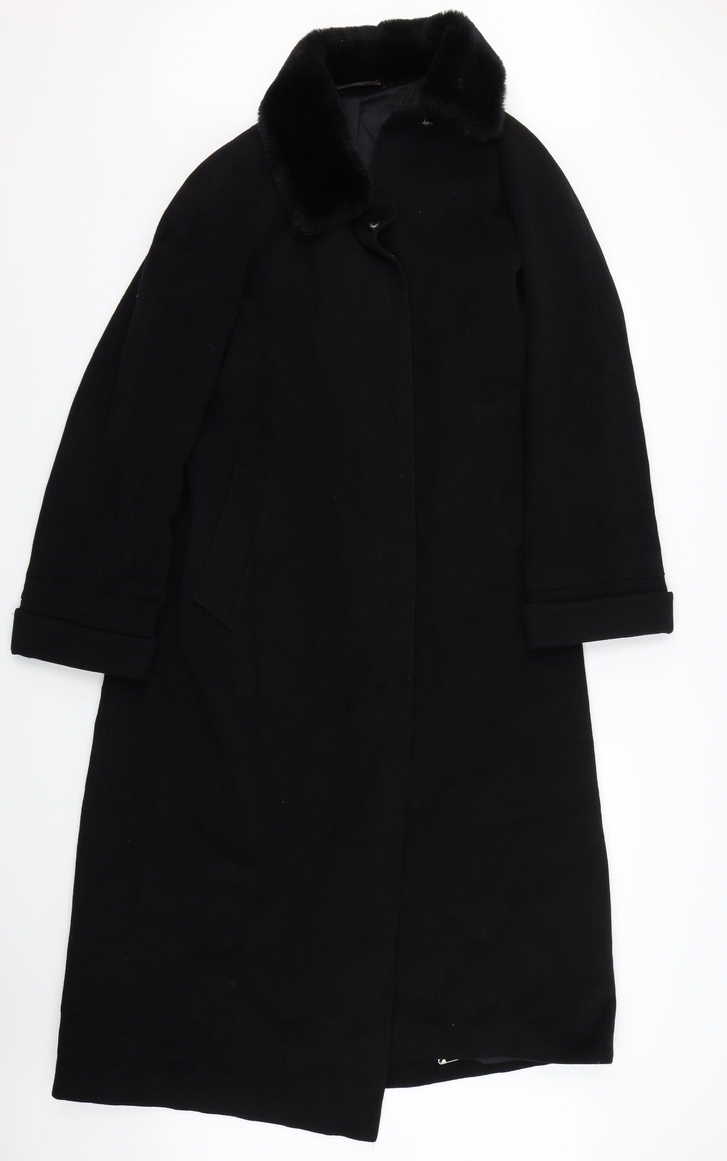 M&S Womens Black   Overcoat Coat Size L