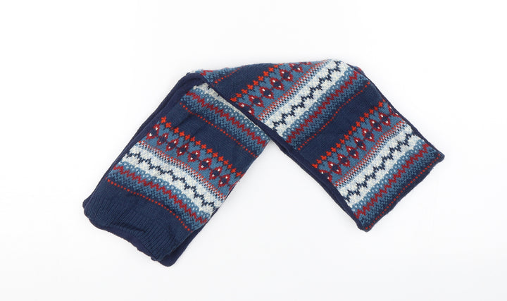 John Lewis Unisex Blue Argyle/Diamond Fleece Scarf  One Size  - christmas