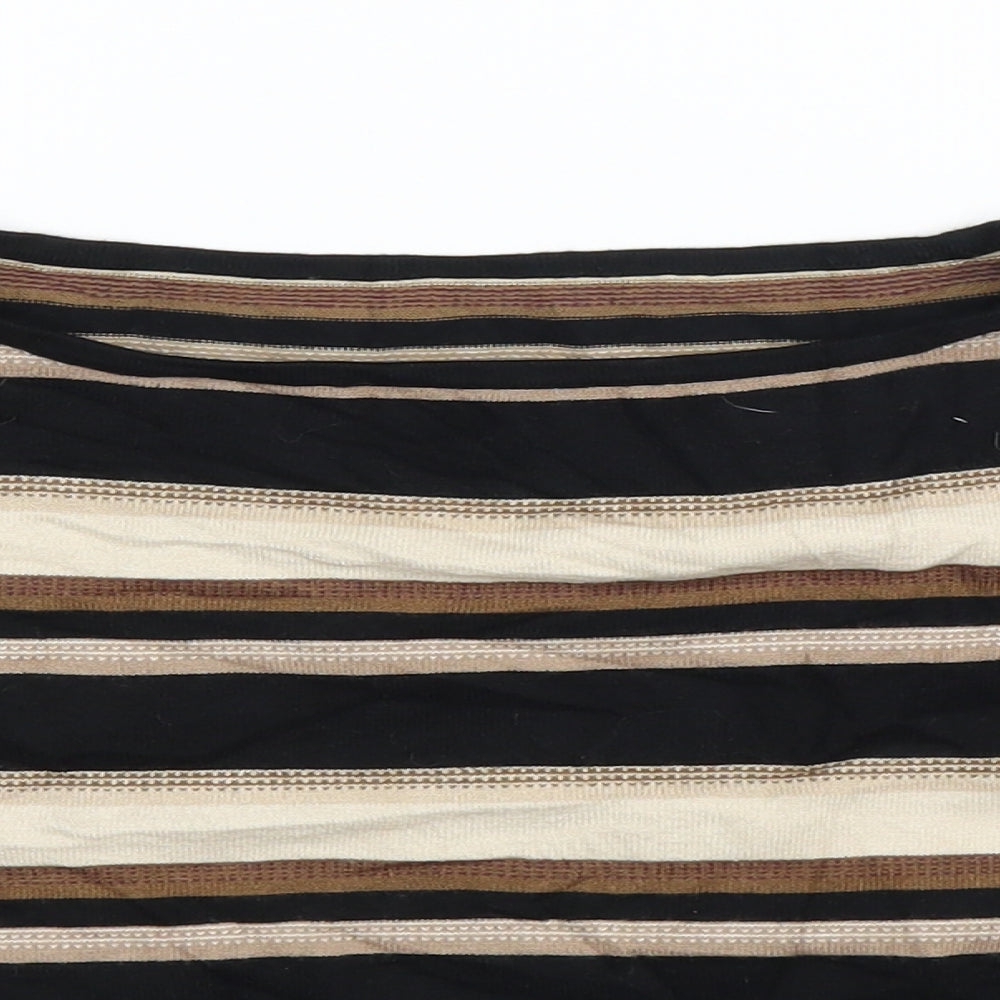 Preworn Womens Beige Striped  Cropped Blouse Size M