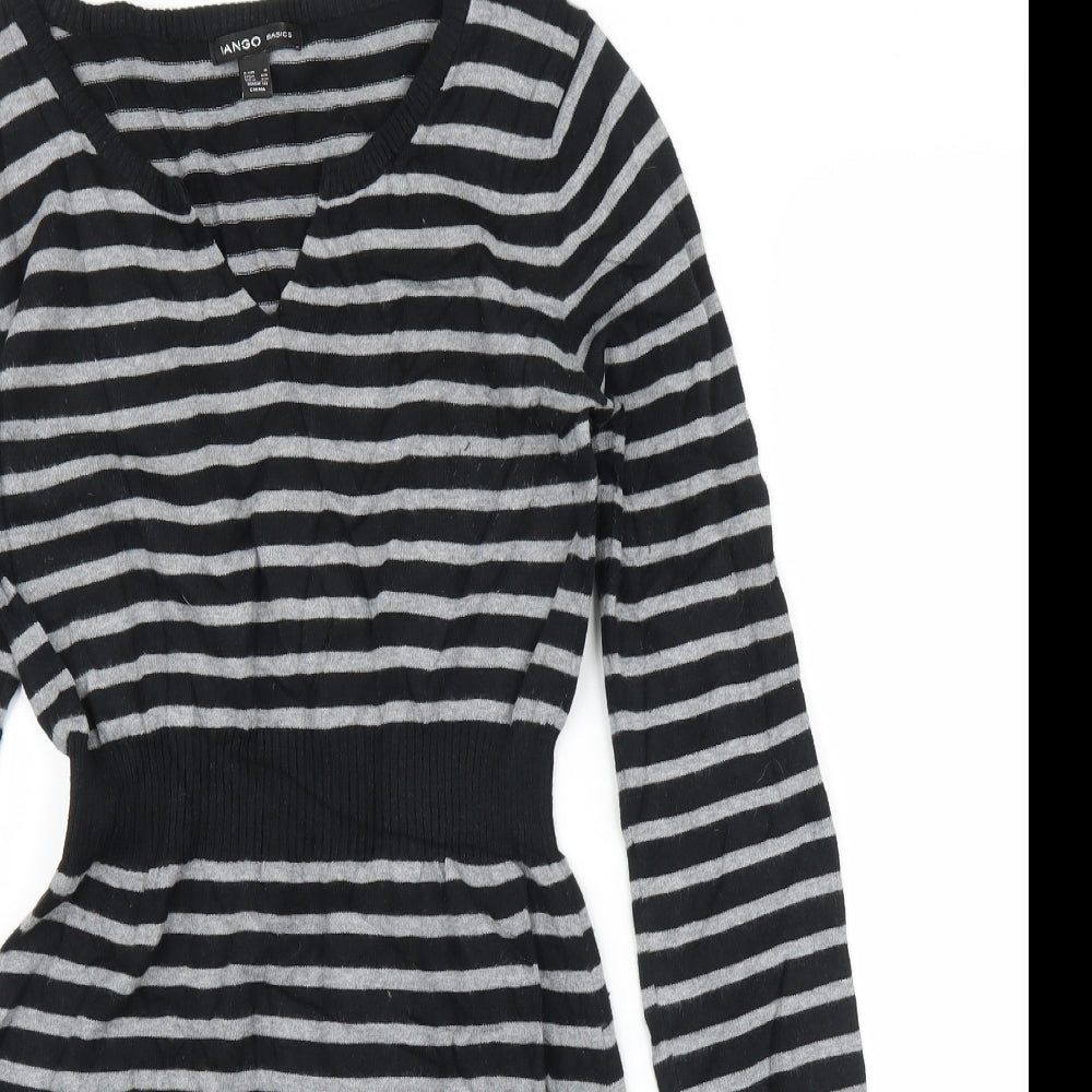 Mango Womens Grey Striped  Jumper Dress  Size S