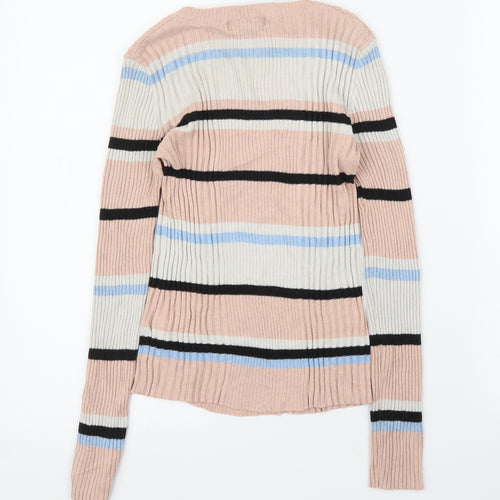 Primark Womens Pink Striped  Pullover Jumper Size 10