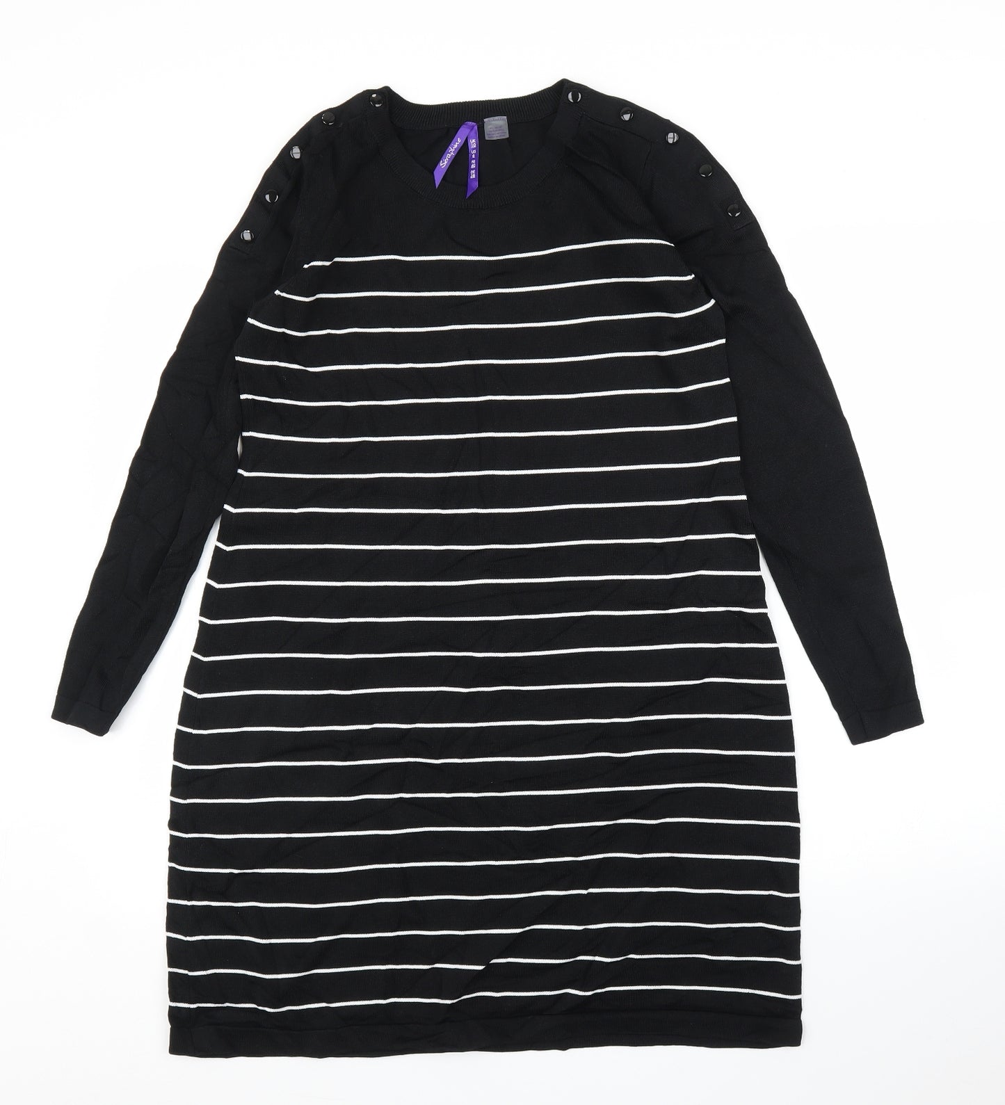 Seraphine Womens Black Striped  Jumper Dress  Size 10