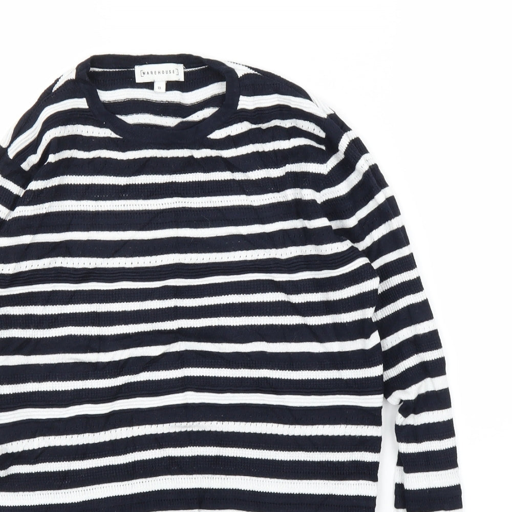 Warehouse Womens Blue Striped  Pullover Jumper Size 10